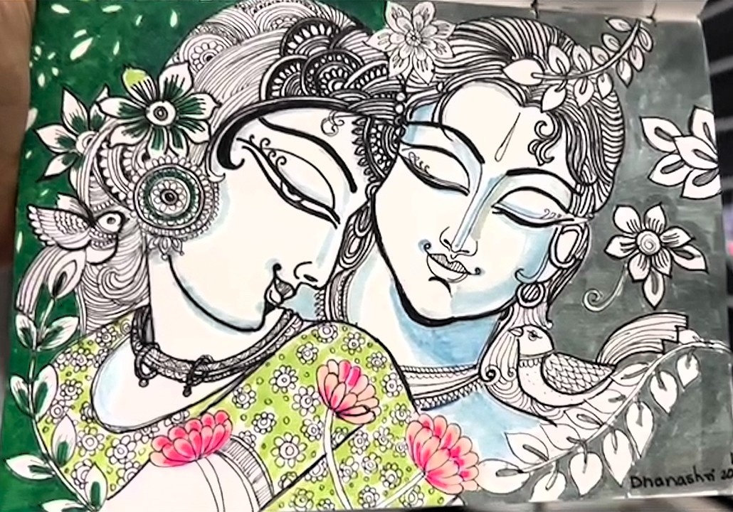 Radha Krishna Lineart